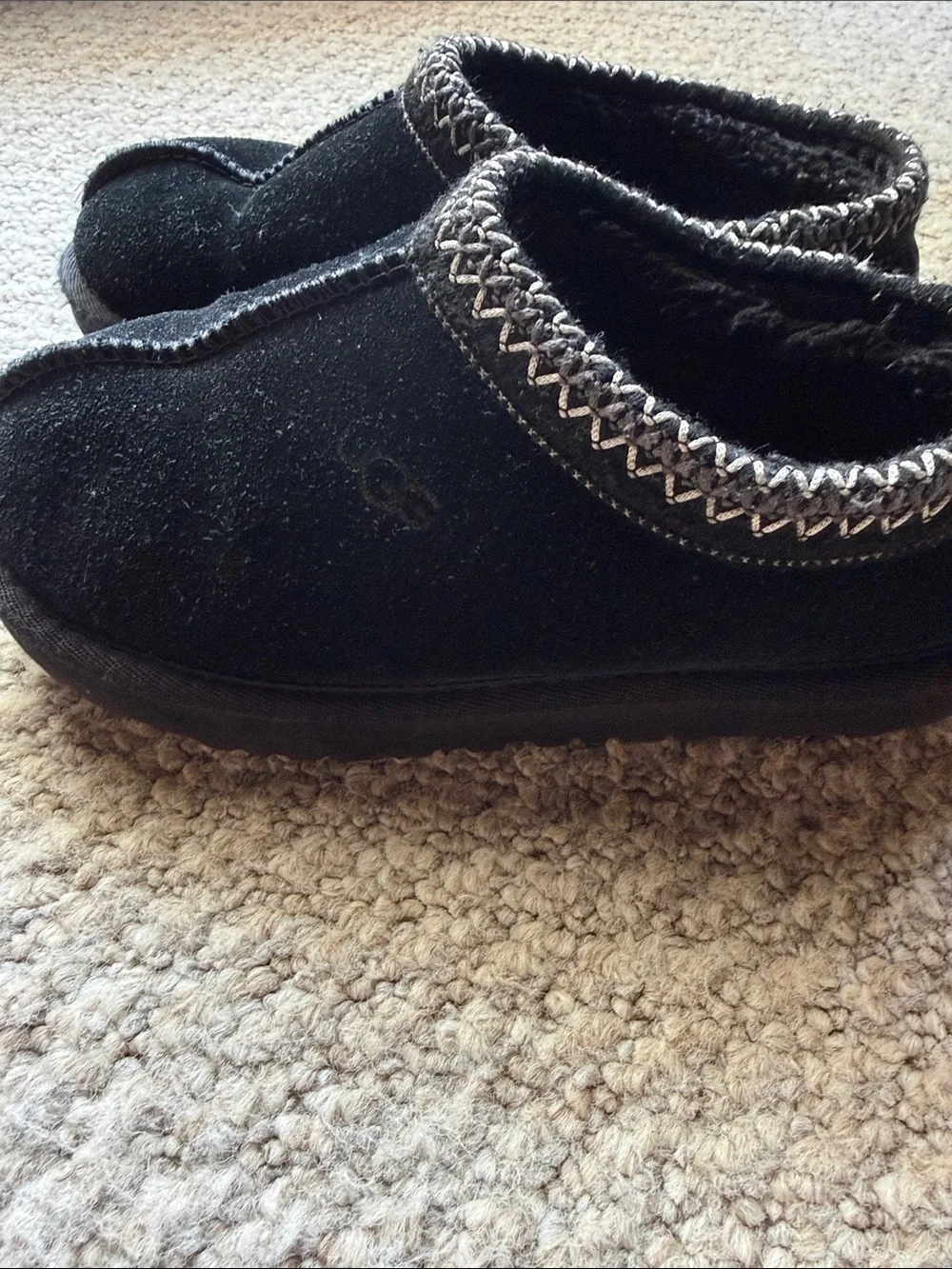 UGG Kids Black Slip-On Cozy Slippers